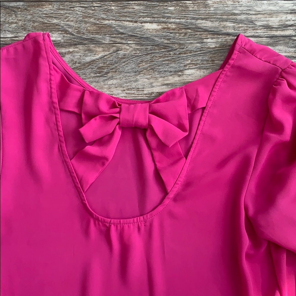 Bow back hot pink blouse